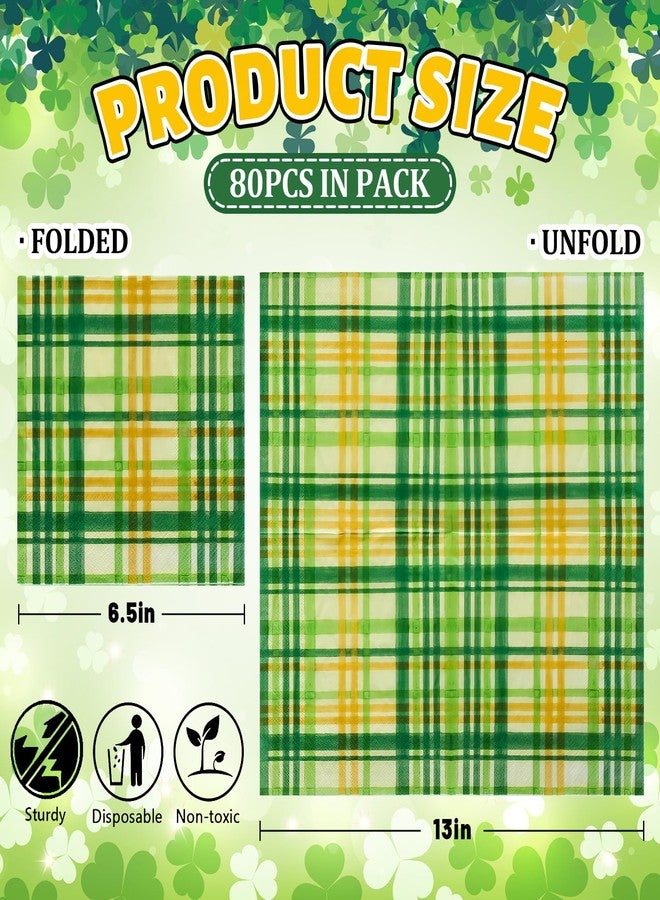 JarThenaAMCS مناديل ورقية من JarThenaAMCS، 80 ورقة، بنقشة مربعات خضراء وصفراء، مناديل ورقية للاستخدام مرة واحدة، بنقشة مربعات مزخرفة، مثالية لحفلات غداء وعشاء عيد القديس باتريك، ولتزيين الطاولات. - Image 2